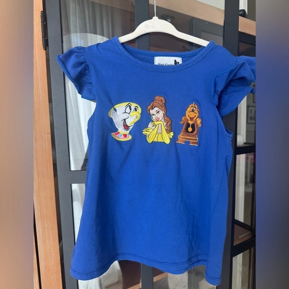 Magic Kingdom Boutique Belle Beauty & the beast smock tee embroidered toddler